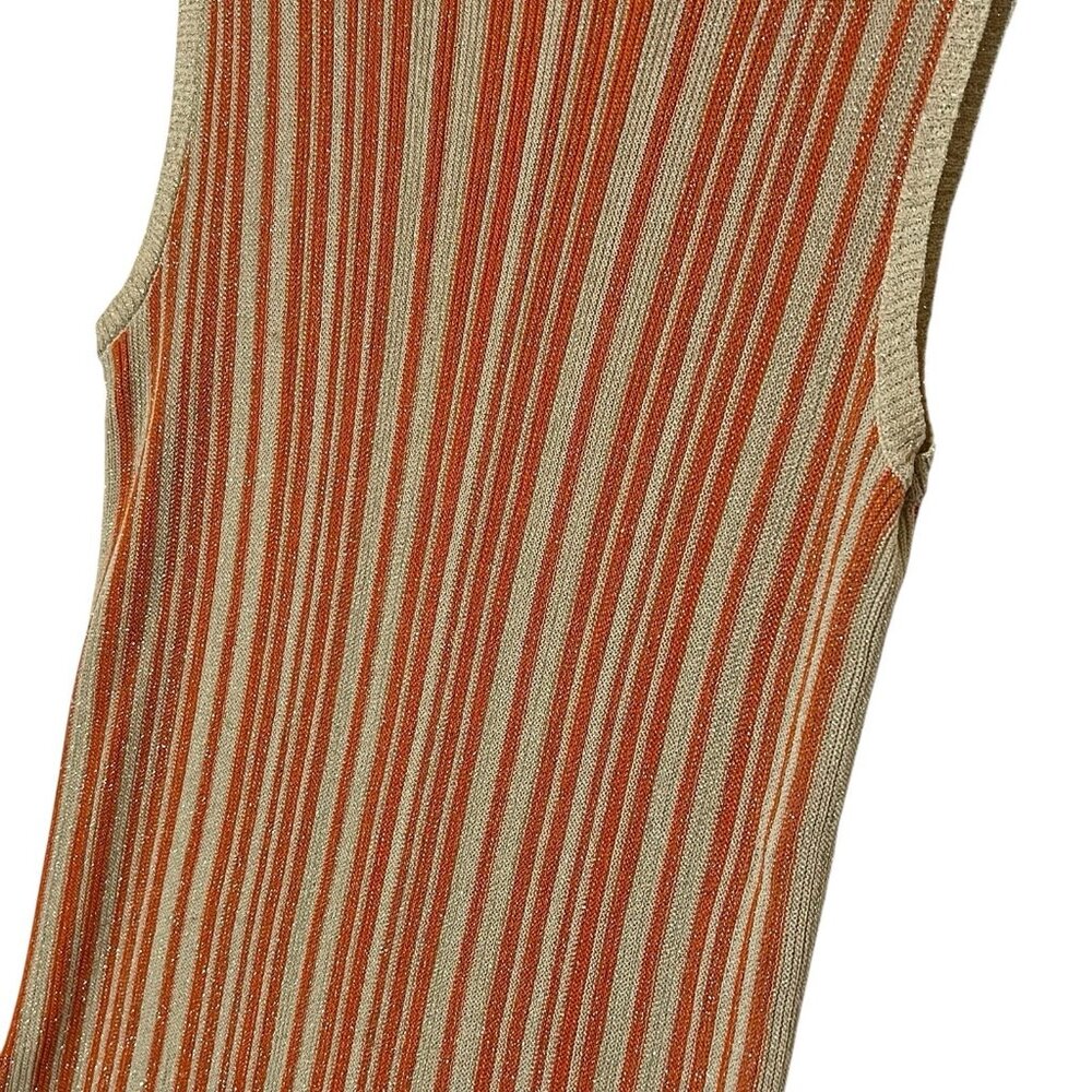 Revolve House of Harlow Top Small orange Gold sleeveless Knit Striped Mock Neck - Picture 8 of 11